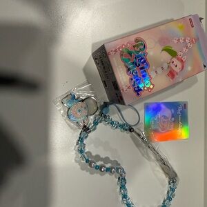 Big into energy-Blue Beaded Character Lanyard with Holographic Tag